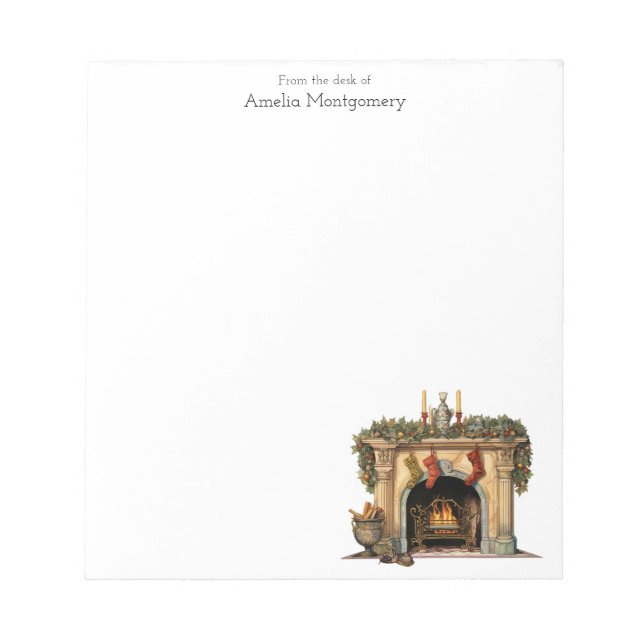 Cosy Victorian Fireplace Christmas Notepad (Front)