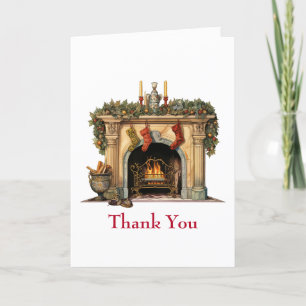 Cosy Victorian Fireplace Christmas Thank You Card