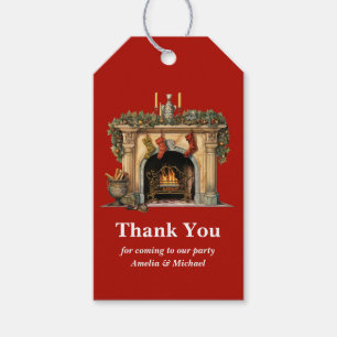 Cosy Victorian Fireplace Christmas Thank You Gift Tags