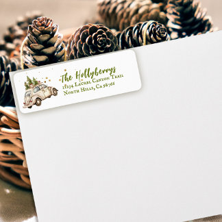 Cosy Vintage Christmas Car Return Address Label