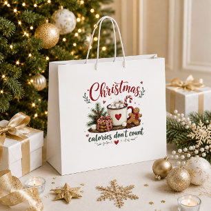 Cosy Vintage Christmas Red Green Snowflake Gift Ba Large Gift Bag