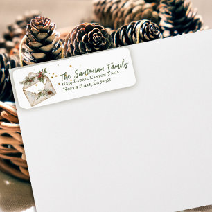 Cosy Vintage Christmas Red Holly Return Address Label