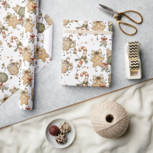 Cosy Vintage Christmas Sweet Friends Wrapping Paper