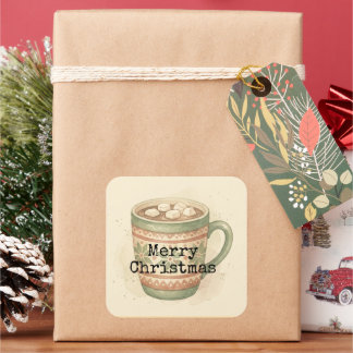 Cosy Vintage Hot Cocoa Merry Christmas Sticker