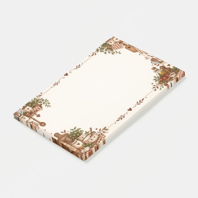 Cosy Vintage Kitchen & Baking Illustration Post-it Notes (Angled)