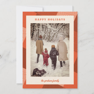 Cosy Vintage Red Plaid Frame Photo Holiday Card
