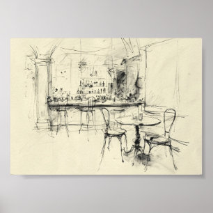 Cosy Vintage Restaurant Interior Poster