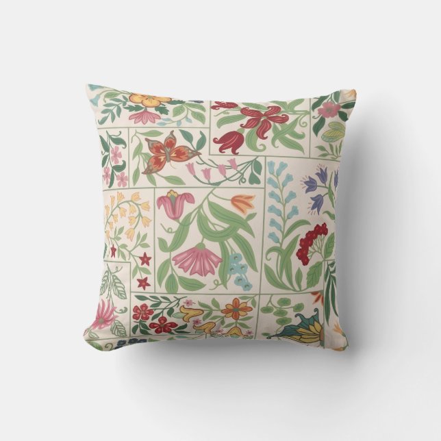 Cosy Vintage Wildflower Pattern Custom Cushion (Front)