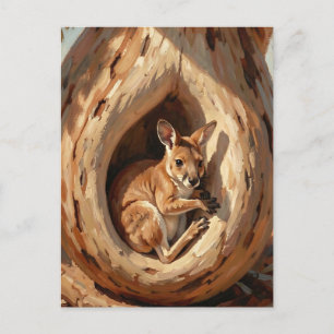 Cosy Wallaby Hollow Tree Log Postcard