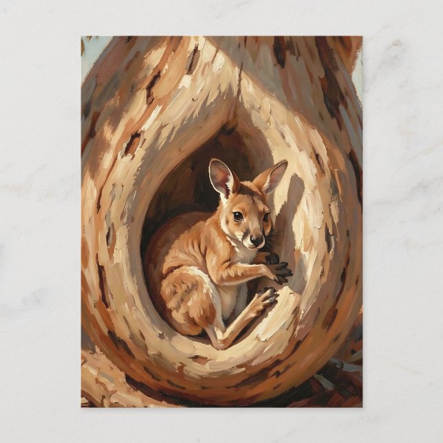 Cosy Wallaby Hollow Tree Log Postcard (Front)