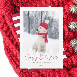 Cosy & Warm Family & Pet Photo Winter Hat & Scarf Holiday Card