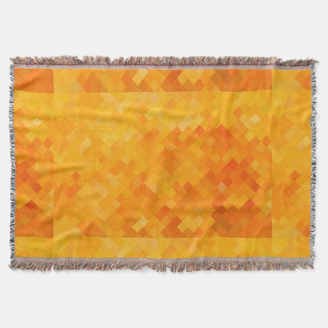 Cosy warm orange pattern throw blanket (Front)