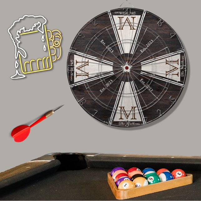Cosy Warm Rustic Wood Grain Family Monogram  Dart  Dartboard (Creator Uploaded)