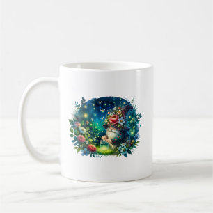 Cosy Watercolor Garden Gnome and Fireflies Coffee Mug