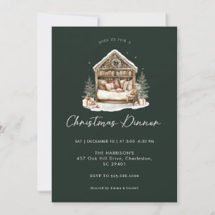 Cosy watercolor  Holiday Dinner Christmas Invitation