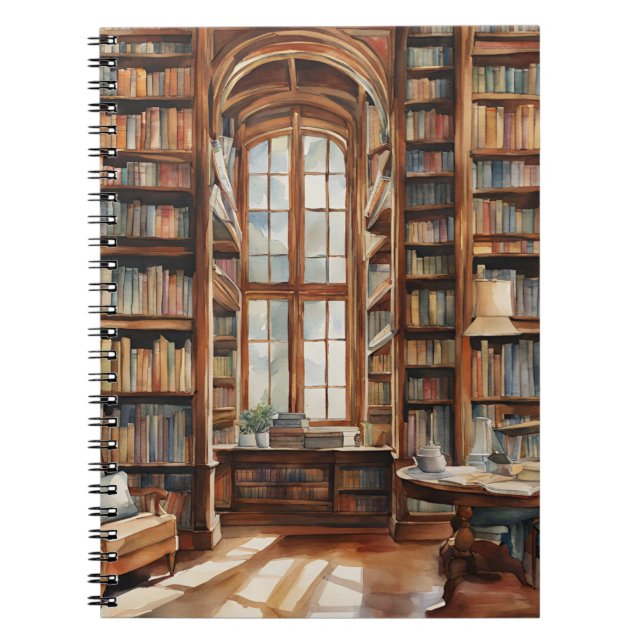 Cosy Watercolor Library Notebook (Front)