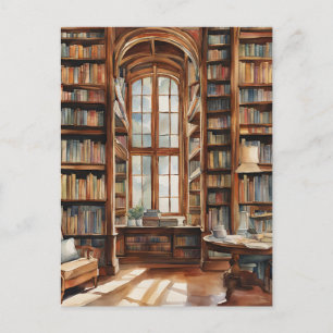 Cosy Watercolor Library Postcard