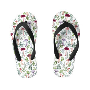 Cosy Watercolor Mushrooms Pattern    Kid's Thongs