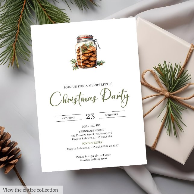 Cosy Watercolor Rustic Sage Christmas Party Invite (Cozy Watercolor Rustic Taupe Christmas Party Invitation

)