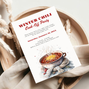 Cosy Watercolor Winter Chilli Cook-Off Party Invitation