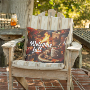 Cosy Welcome Fall Seasonal Outdoor Throw Pillow