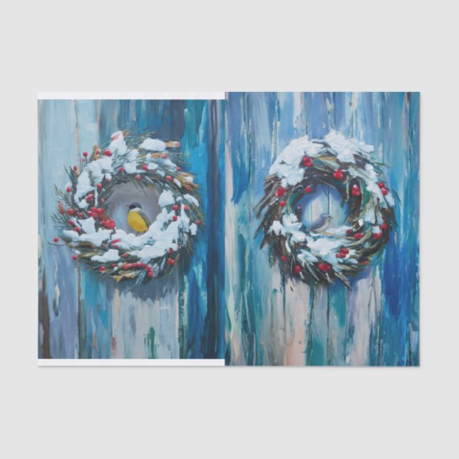 Cosy Welcome, Winter Wreath and Birds Tissue Paper (Front)