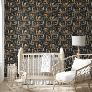 Cosy Whimsical Dark Autumn Woodland Wallpaper