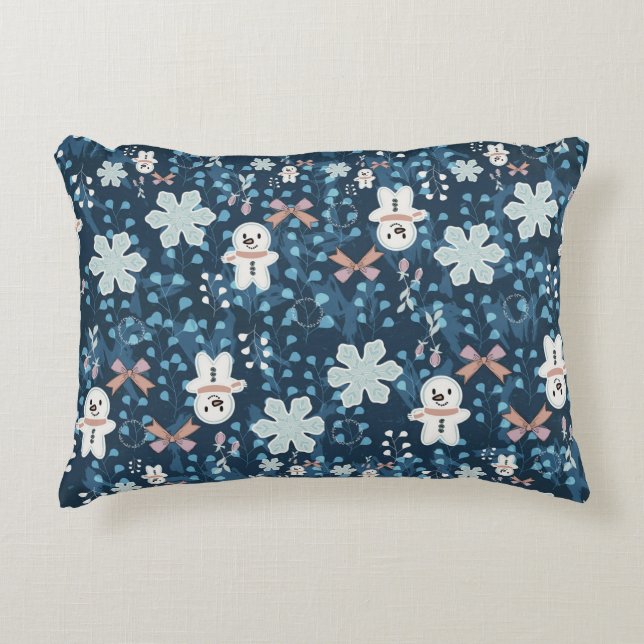 Cosy Whimsical Holiday Throw Pillow (Front)
