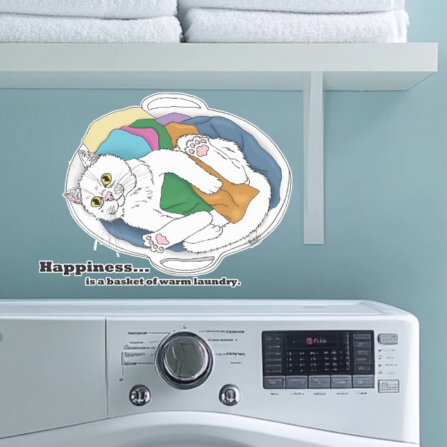 Cosy White Cat Laundry Basket Funny Blue (Creator Uploaded)