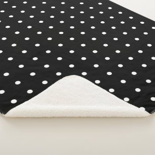 Cosy White Polka Dot Pattern on Black Sherpa Blanket