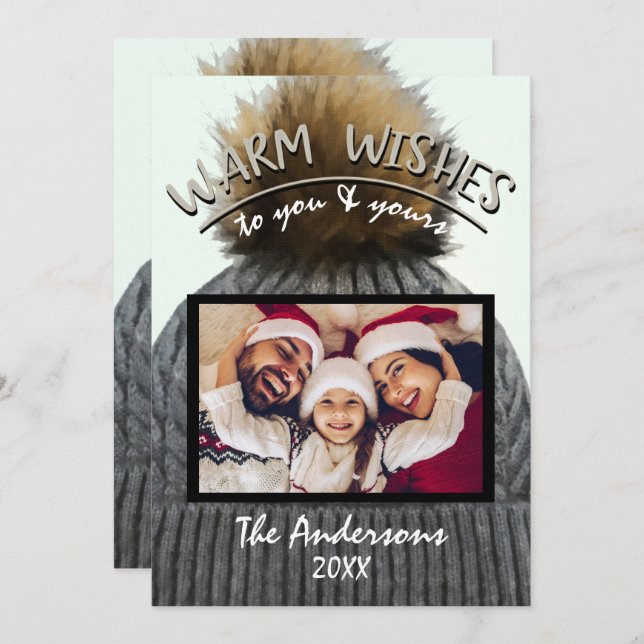 Cosy Winter Beanie Hat Holiday Christmas Photo Invitation (Front/Back)