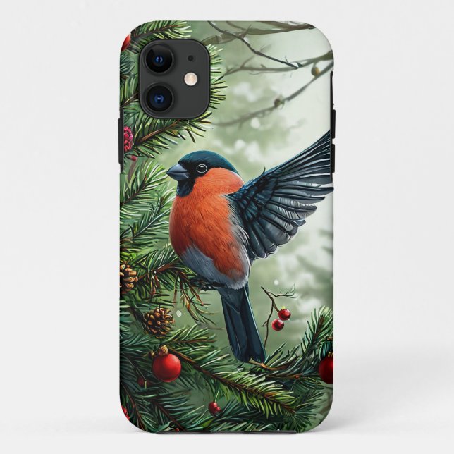 Cosy Winter Bird Landscape Aesthetic Design Case-Mate iPhone Case (Back)