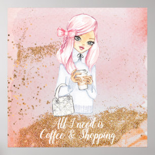 cosy winter blogger girl planner poster print