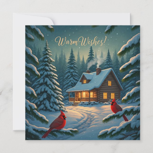 Cosy Winter Cabin Christmas Card (Front)