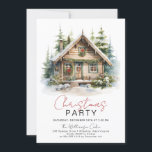 Cosy Winter Cabin Christmas Party Invitation<br><div class="desc">Cosy Winter Cabin Christmas Party Invitation</div>