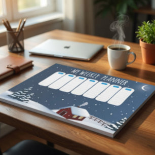 Cosy Winter Cabin Notepad Snowy Night Stationery