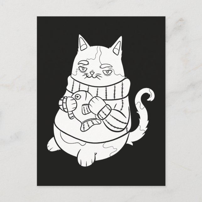 Cosy Winter Cat Postcard (Front)
