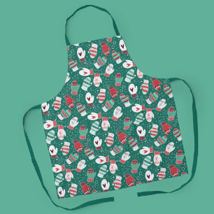 Cosy Winter Christmas Mittens Pattern in Green Apron