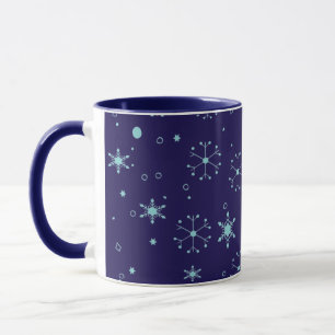 Cosy Winter Christmas Snowflakes Midnight Blue Mug
