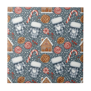 Cosy Winter Christmas with Mittens and Candy Ceramic Tile