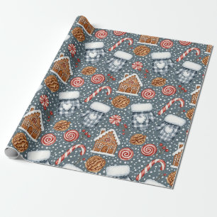 Cosy Winter Christmas with Mittens and Candy Wrapping Paper