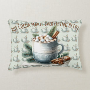 Cosy Winter Cocoa Marshmallow Scene Decorative Cushion