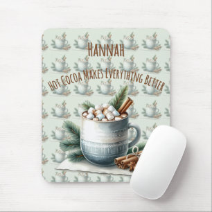 Cosy Winter Cocoa Marshmallow Scene Mouse Pad