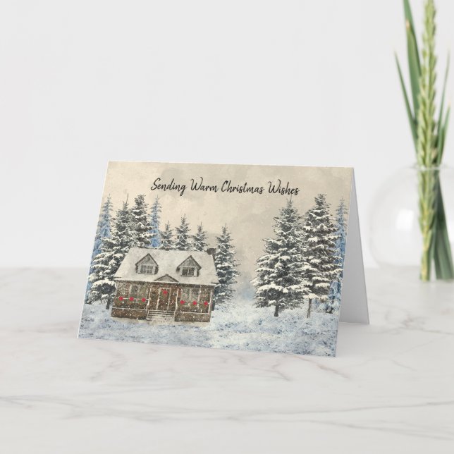 Cosy Winter Cottage Christmas Card (Front)