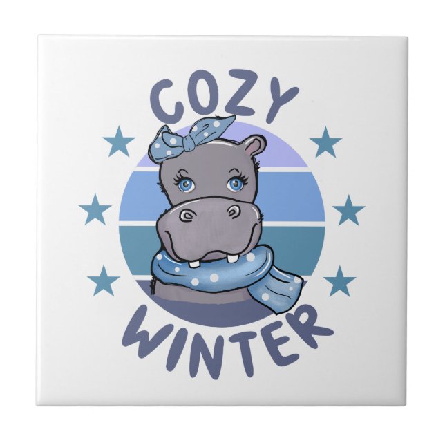 Cosy Winter Cute Animal Ceramic Tile (Front)