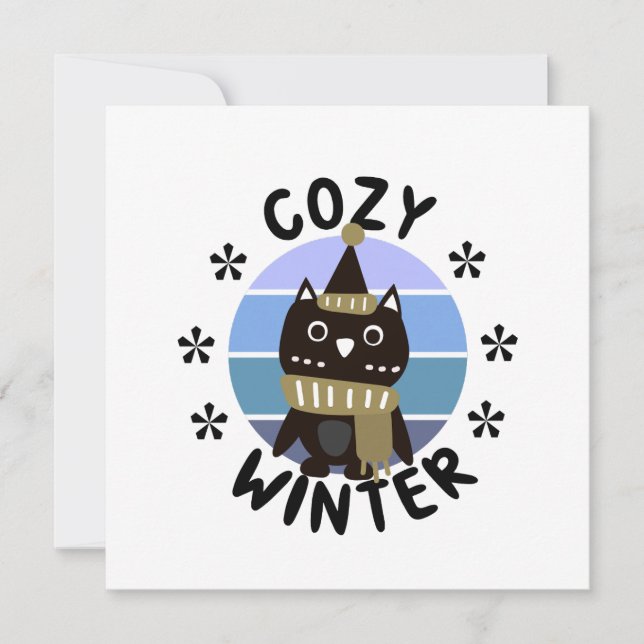 Cosy Winter, Cute Owl Card (Front)