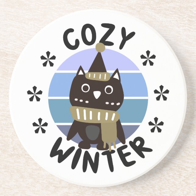 Cosy Winter, Cute Owl Coaster (Front)