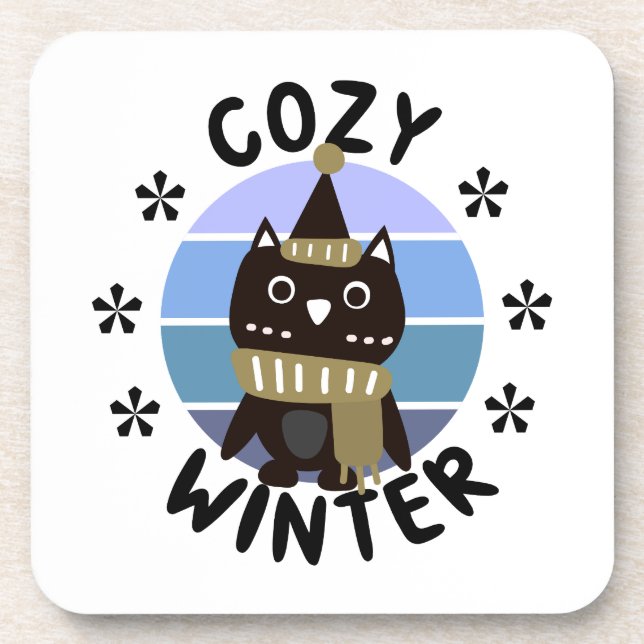Cosy Winter, Cute Owl Coaster (Front)