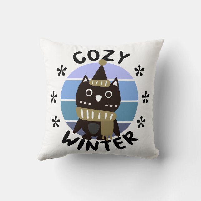 Cosy Winter, Cute Owl Cushion (Back)
