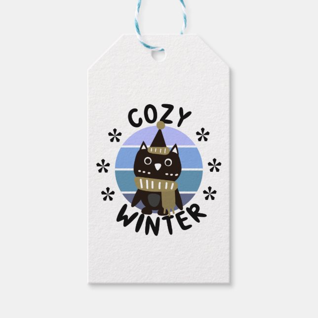 Cosy Winter, Cute Owl Gift Tags (Front)